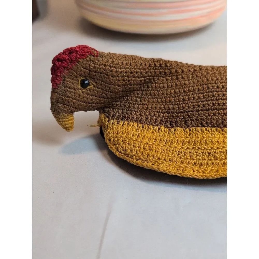 Vintage Handmade Crocheted Chicken Pot Holder